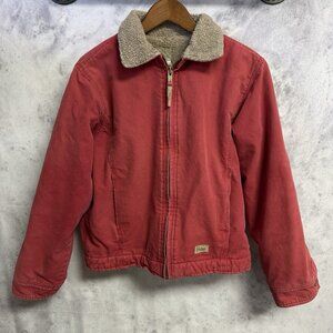 Berne Sherpa Lined Womens Jacket Faded Red Duck Canvas Size Medium